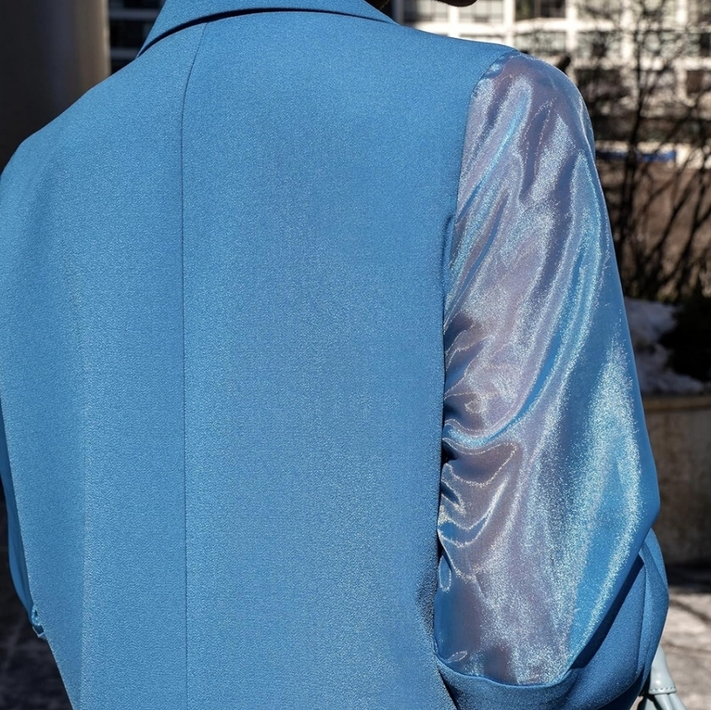 Teal blue blazer - Picture 4 of 6